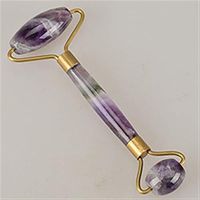 NAYWCXMY-LDL Natural Amethyst Stone Face Massager Purple Jade Roller 2 Head Carved Gua Sha Scraping Tool Slimming Facial Massage Stick (Color : Purple)