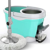 DSWDA Mop Robust Stainless Handle Wet and Dry Dual Use 360 Degree Rotating Microfiber Household Mop Set(Give Three Washable Dry Mop Replacements) (Color : Blue)