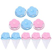 Huangou Washing Machine Lint Traps, Reusable Floating Lint Mesh Bag Hair Filter Net Pouch, Laundry Lint Remover Ball Pet Hair Wool Catchers for Washer Helping Hands- 10 Piece (Blue Pink, 15x8cm)