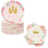 Princess Birthday Party Bundle with Castle Plates and Cocktail Napkins (180 Pieces)