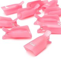 Nail Clips Fabal 10PC Plastic Nail Art Soak Off Cap Clip UV Gel Polish Remover Wrap Tool (Hot Pink)
