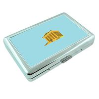 Official Building Em1 Hip Silver Cigarette Case Id Holder Metal Wallet 4" X 2.75" RFID Protection