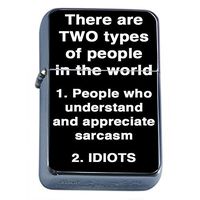 Sarcasm Idiots Flip Top Dual Torch Em1 Smoking Cigarette Silver Refillable Dual Flame