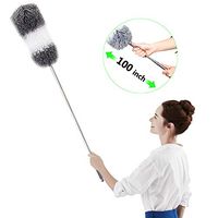 BOOMJOY Microfiber Telescoping Duster, 100" Extendable, Scratch-Resistant Cover, Stainless Steel Pole, Detachable Bendable Head, Washable