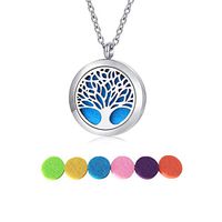 Grekywin Stainless Steel Essential Oil Diffuser Necklace Tree of Life Aromatherapy Perfume Diffuser Necklace with 6 Random Color Insert Pads for Girls Women Jewelry Gift (Style 2)