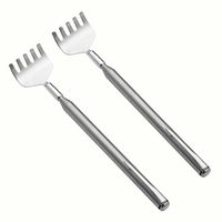 DatingDay Stainless Steel Metal Back Scratcher Adjustable Extendable Telescopic Claw Comb with Pocket Clip Pack of 2