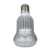 Taykoo VR Cloud Camera Indoor Home Security Surveillance, WI-FI Globe Panoramic Light Bulb Support Motion Detection with Illumination 48pcs White Light beads, Silver