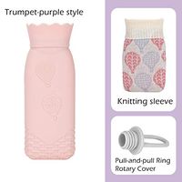 Hot Water Bottle, Heating Bottle Environmental Silicone Hot Water Bottle with Knit Cover, Hot & Cold Therapies - Great for Pain Relief,Hand Warmer,Valentine's Day,Gift Exchange Pary (Long, Pink)
