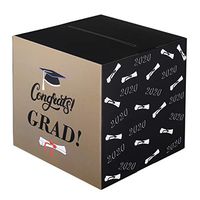Amosfun 2020 Graduation Card Box Gift Card Holder Paper Congrats Grad Card Case Class of 2020 Graduation Party Supplies