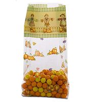 25ct. Small"Fall Harvest" Scarecrows 7x2x3" Cello Cellophane Party Treat Snack Bags ngKE -559