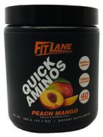 BCAA Energy Powder. Essential Amino Acids Supplement for After Workout Recovery. Quick Aminos by Fit Lane Nutrition 40 Servings Peach Mango Flavor