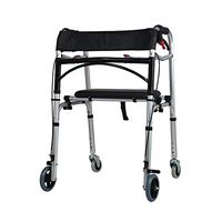 4 Wheel Walker Support Waterproof Soft Seat Walking Frame Folding Light 4 Wheel Aluminum Alloy Walking Device with Hand Brake