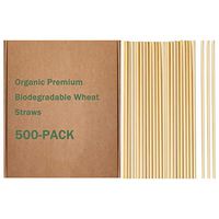500-Pack Drinking Straws, GOGOUP Organic Premium Biodegradable Wheat Grass Straw Collapsible Portable For Drinking, Alternative To Plastic Silicone Paper Metal Bamboo Stainless Steel Straws