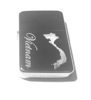 Vector KGM Thunderbird Custom Lighter - Vietnam Map Outline and Name Logo High Polish Chrome Rare!