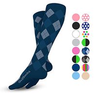 Go2Socks Compression Socks for Men Women Nurses Runners 20-30mmHg Medical Stocking Athletic (BlueArg, L)