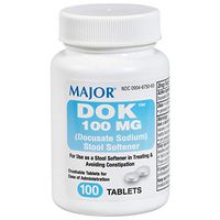 MAJOR DOK 100MG TABS DOCUSATE SODIUM-100 MG White 100 Tablets UPC 309045869604