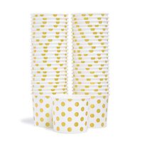 Paper Ice Cream Cups - 50-Count 11-Oz Disposable Dessert Bowls for Hot or Cold Food, 11-Ounce Party Supplies Treat Cups for Sundae, Frozen Yogurt, Soup, Gold Foil Polka Dots