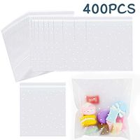 DLOnline 400 pieces Self Adhesive Cookie Bags，Candy Bags Party Favor Bags White Dots Treat Bags，Resealable Cellophane Plastic Cookie Bakery Candy Treat Gift Bags Cellophane Bags,Cellophane Treat Bags