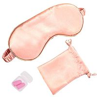 HappyDaily Set of 3 Silk Sleep Mask Set with Luxury Travel Pouch and Boxed Ear Plug - Soft and Comfortable Eye Shade Eye Cover for Full Night Sleep,Nap,Travel (Pink)