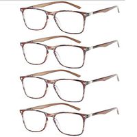 Reading Glasses set of 4 Great Value Spring Hinge Colorful Readers Men and Women Glasses for Reading (4 Brown Stripe, 4.5)