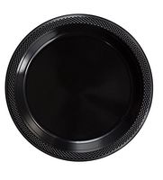 Exquisite 9 Inch. Black plastic plates - Solid Color Disposable Plates - 100 Count