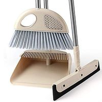 CAI - Broom and Dustpan Set Long Handled 180° Rotation Sweep The Floor Bathroom Cleaning Upright Storage Dry and Wet Floor Broom Set