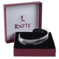 Chunky Chrome Roman Numeral 6 Magnet Liberty Copper Health Bracelet