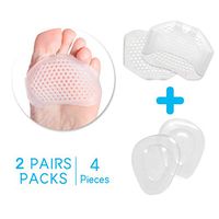 Metatarsal Pads Ball of Foot Cushions, Gel Rubber Insole Silicone Pads,Toe Separators, Breathable Foot Pain Relief Cushions Hammer 2+2Pack
