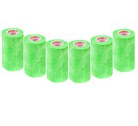 4 Inch Self Adhesive Medical Bandage Wrap Tape (Neon Green) (6 Pack) Strong Elastic Self Adherent Cohesive First Aid Sport Flex Rolls for Wrist Ankle Knee Sprains and Swelling