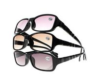 New Unisex Anti Reflective UV Protect Tinted Lens Sunglasses Reading Glasses Gray Brown Purple Lens (3 Colors Packed, 2.00)