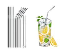Reusable Metal Straws Set of 8 Stainless Steel Straw Ultra Long 8.5 Inch For Tumblers Cold Beverage (4 Straight|4 Bent|2 Brushes)