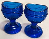 Eyecup Eye Wash Bath Cup Rinse - American Made - Mosser Glass USA - Set of 2 (Cobalt Blue, Raised Rib)