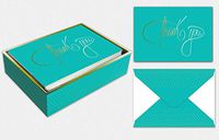 Foil Thank You on Green - Pictura Box of 14 Thank You Cards
