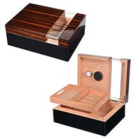 Volenx Cigar Humidor Case Cigar Box, High Gloss Finish Acrylic Window with Hygrometer and Humidifier Holds 50 Cigars