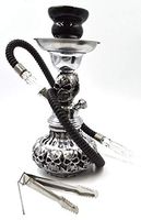 Dracarys Hookah by Dreki Pipes Smoking Hookah Shisha Pipe for Smoking and Collecting – Stylish, Smooth, Resin Pipe Vase Hose with Removable Parts Bowl 11.5 in with Full Accessories (Silver Skulls 103)