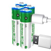 Delipow AA Rechargeable Batteries,USB 1.5V Lithium Rechargeable Batteries, High Capacity 2800mWh Li-ion AA Battery,1 H Quick Charge ,1200 Cycles with USB Cable- 4 Pack