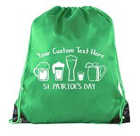 Custom St Patrick's Day Backpack Personalized Drawstring Bags, Reusable Gift bag - 10PK Forest Green CE2500Patty S5