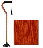NOVA Sugarcane, Walking Cane with Quad Tip and Carrying Strap, Stand Alone Cane, Walnut Grain Design
