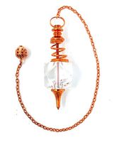 Copper Spiral Crystal Quartz Pendulum in Gift Pouch, Metaphysical Tool for Dowsing, Energy Balancing