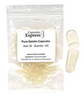 Capsules Express- Size 00 Clear Empty Gelatin Capsules- Kosher Certified - Gluten-Free Pure Bovine Gelatin Pill Capsule- DIY Powder Filling (100)