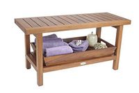 AquaTeak The Original 36" Spa Teak Shower Bench with Shelf & Large Serving Tray