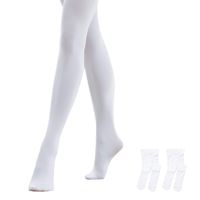 STELLE Girls' Ultra Soft Pro Dance Tight/Ballet Footed Tight (Toddler/Little Kid/Big Kid), 2-White, M