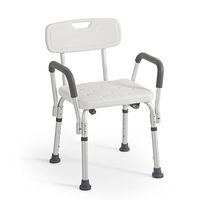 Onebigoutlet© Medical Deluxe Shower Bath Chair Seat with Back & Arms, Adjustable Height, White