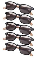 5-pack Wood-look Arms Reading Glasses for Sunshine Readers GreyLens +2.25