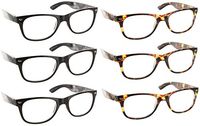 Reading Glasses 2.75 | 6 Pack Spring Hinge Trendy Readers for Men & Women [6 Pack Clear, 2.75]