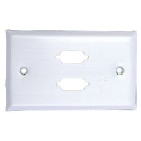 CableWholesale Wall Plate, White, 2 Port DB9 / HD15 (VGA), Single Gang, Painted Stainless Steel