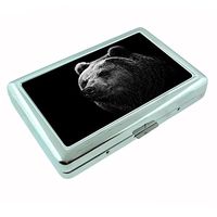 Perfection In Style Silver Cigarette Case Metal Wallet Black Bear Design D006