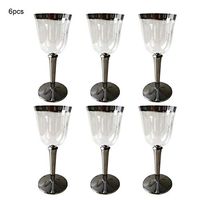 Lorchwise 6PCS Disposable Plastic Goblet - Red Wine Glass/Champagne Glass/Cocktail Glass/Party Drink Cup/Ice Cream Cup/Western Food Cup B