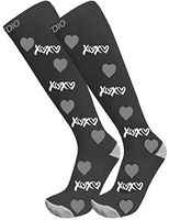 XoXo Hugs & Kisses Graduated 15-20mmHG Knee High Compression Socks For Men & Women, Black/Grey