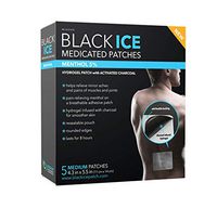 Black Ice - Natural Charcoal Hydrogel Patch with Menthol, Medium - 5 Count, Charcoal Poultice Relief for Muscle Aches, Joint & Back Pain, Inflammation, Rashes, Bug Bites, and Burns